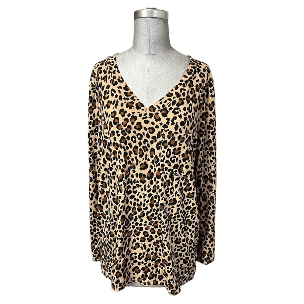Sew In Love Boutique Super Soft Leopard Print Casual Long Sleeve Top Size L